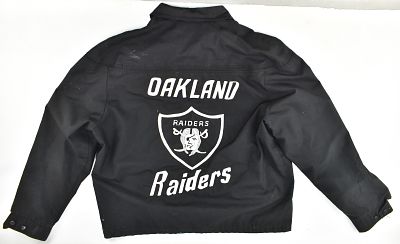 VINTAGE CHAIN-STITCHED OAKLAND RAIDERS JACKET. Vintage late 60s-70s chain-stitched Oakland 