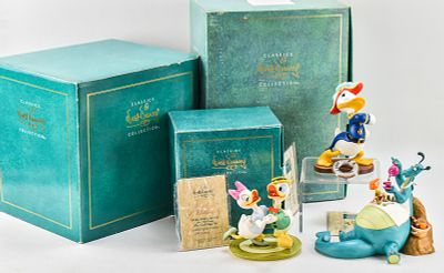 WALT DISNEY CLASSICS COLLECTION RELUCTANT DRAGON & DONALD DUCK FIGURINES. Includes Walt Disney 