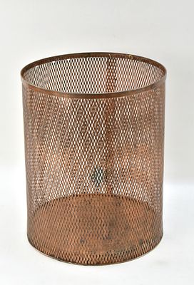 VINTAGE COPPER-PLATED MESH PAPER WASTE BIN . A vintage copper-plated mesh paper waste bin, circa 