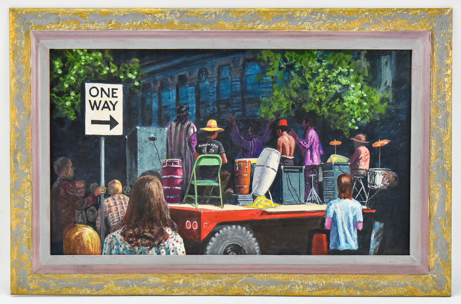 Lot 165 - ERNEST RICHARDSON 'STREET FAIR BAND' ACRYLIC PAINTING