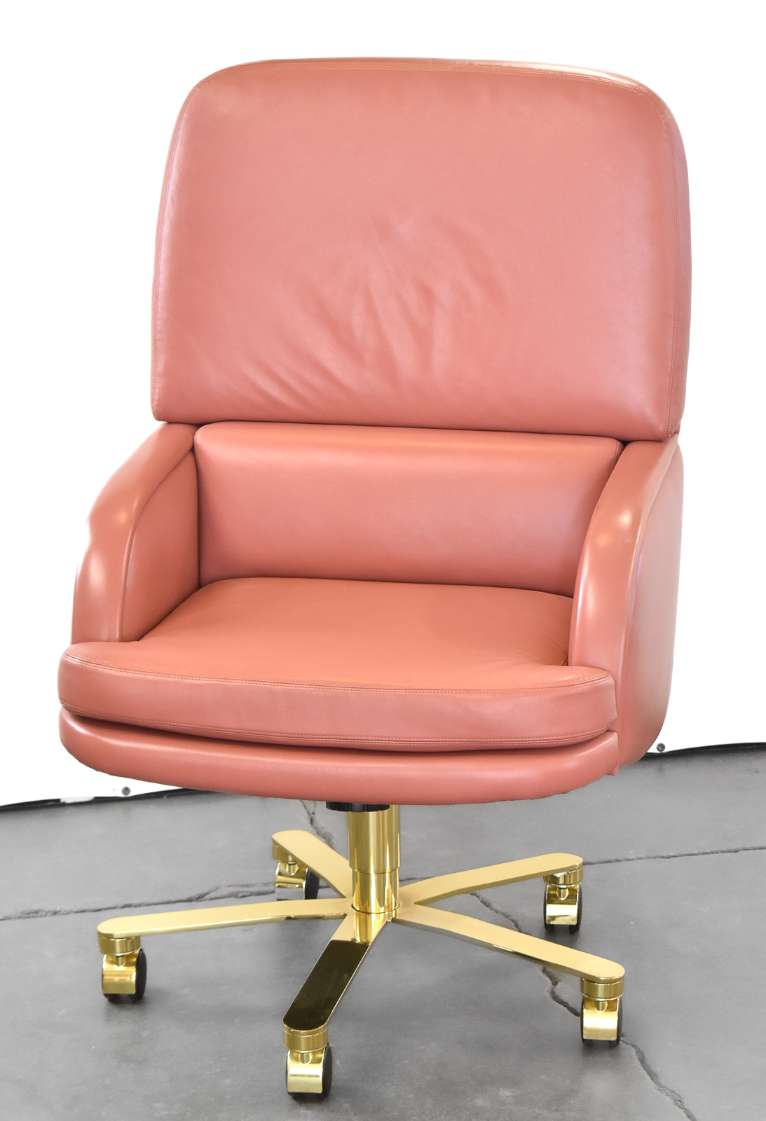 Lot 190 - POSTMODERN FORTRESS LEATHER ROLLING OFFICE CHAIR