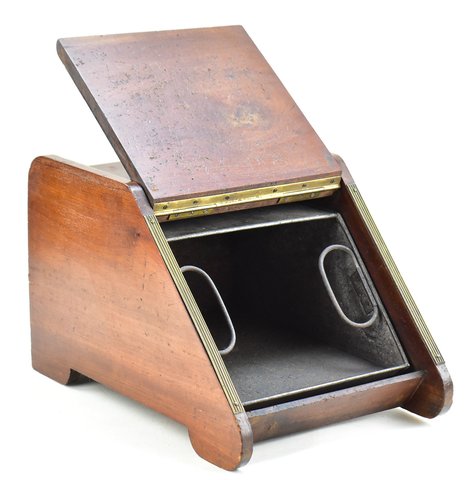 MAHOGANY BRASS COAL SCUTTLE