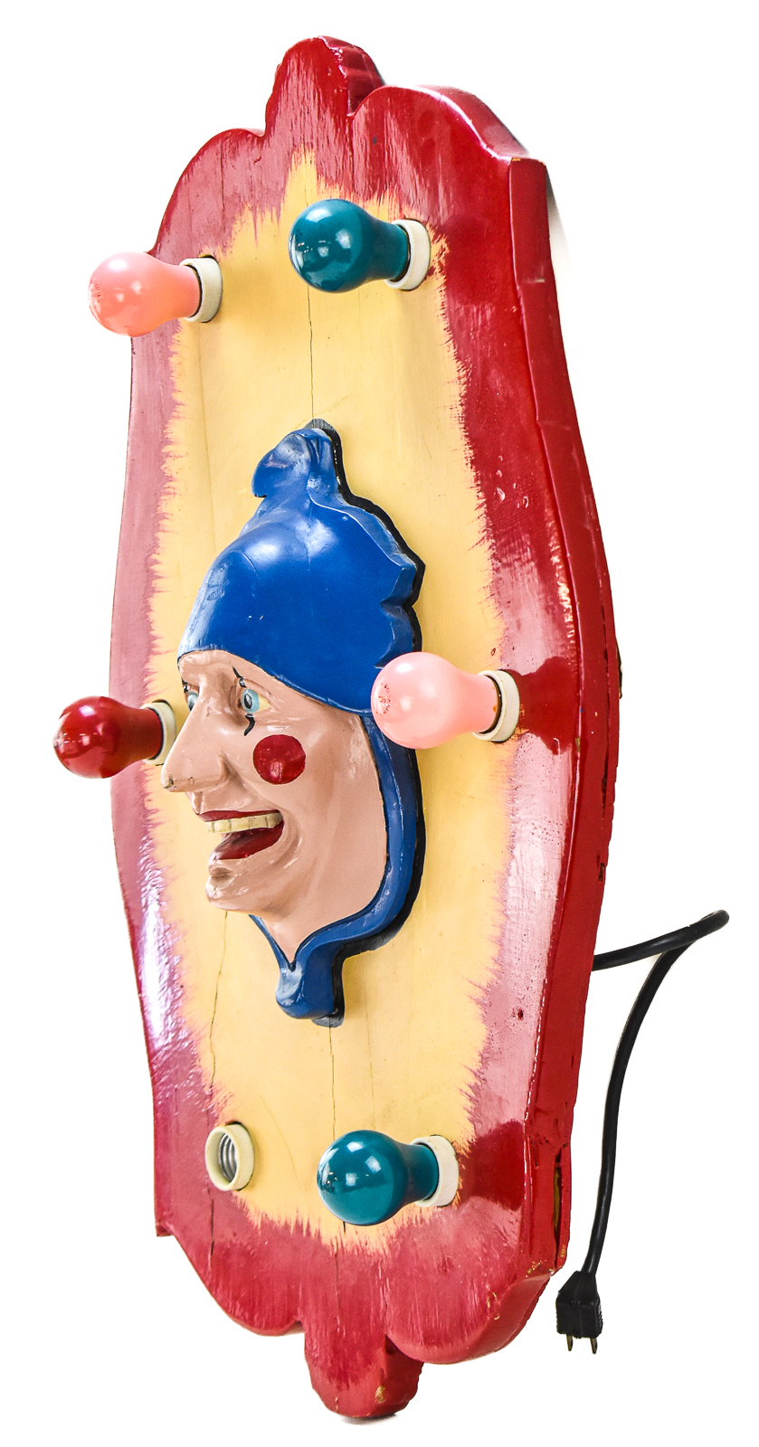HERSCHELL-SPILLMAN COMPANY STYLE POLYCHROME LIGHTED CLOWN FLACE CAROUSEL PANEL