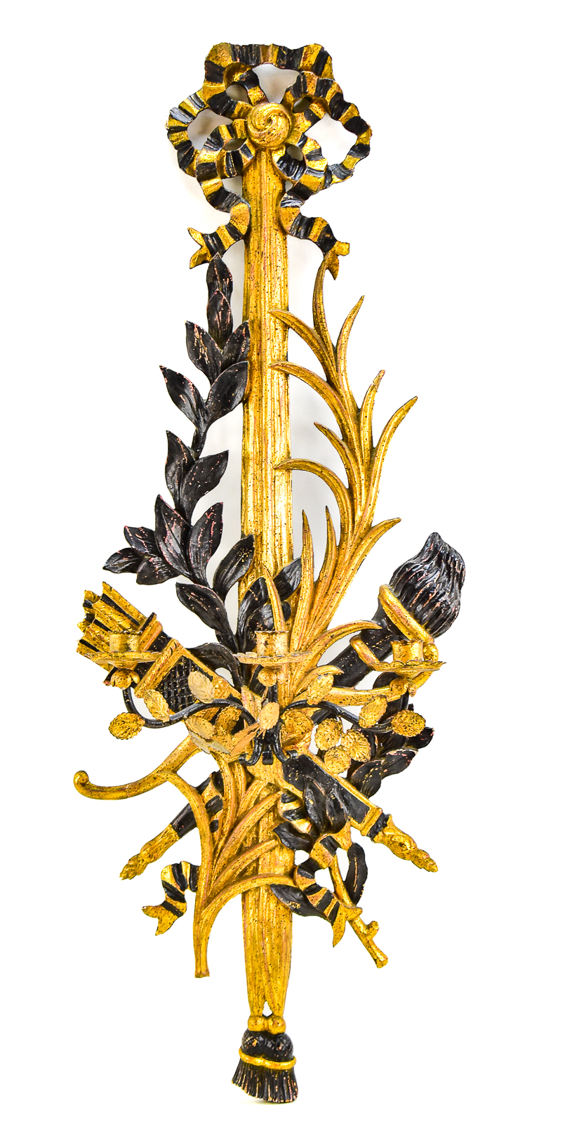 MID-CENTURY ITALIAN NEOCLASSICAL REVIVAL STYLE GILT DUAL-LIGHT WALL SCONCE