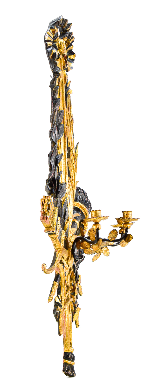 MID-CENTURY ITALIAN NEOCLASSICAL REVIVAL STYLE GILT DUAL-LIGHT WALL SCONCE