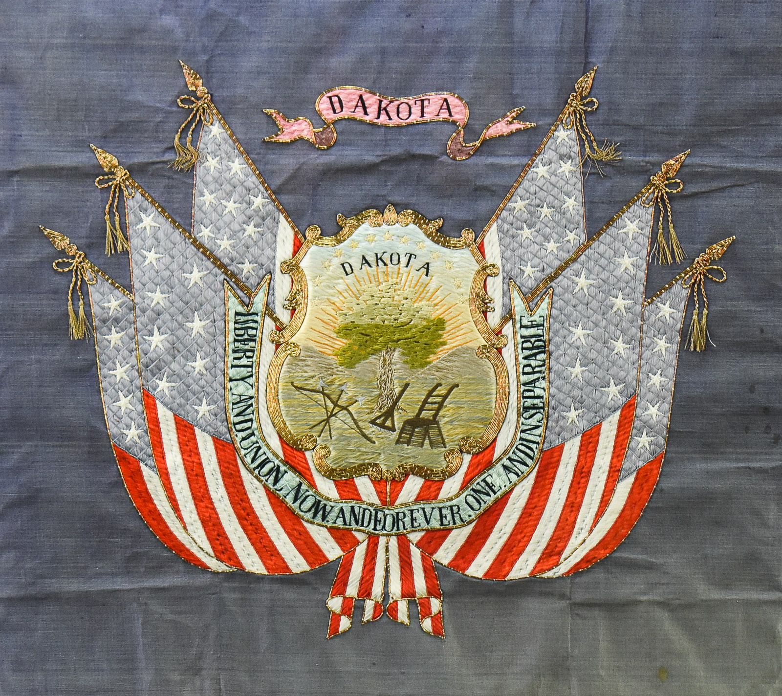 H. IMAMURA FRAMED DAKOTA TERRITORY COAT OF ARMS EMBROIDERY