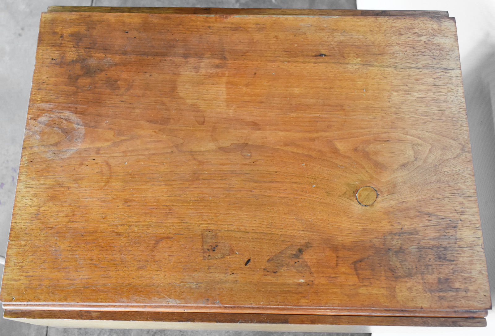WALNUT AND TIGER MAPLE DROP-LEAF WORK TABLE