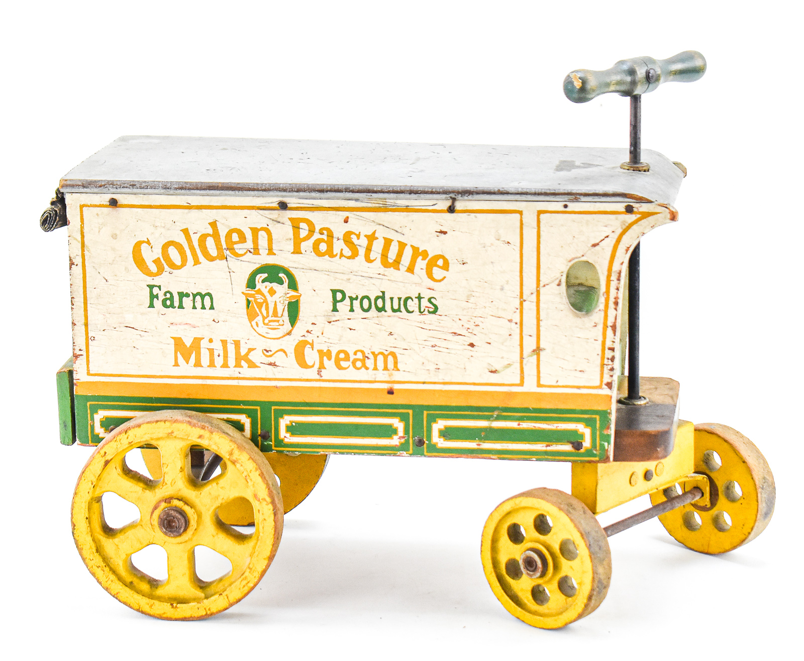 JACRIM MANUFACTURING COMPANY "GOLDEN PASTURE" MILK WAGON PULL-TOY