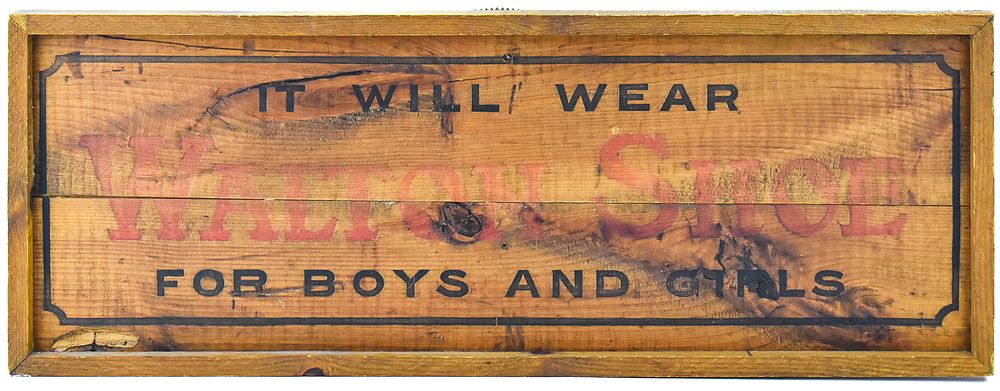 A.G. WALTON SHOE COMPANY "WALTON SHOES" SALVAGED CRATE SIGN ADVERTISEMENT