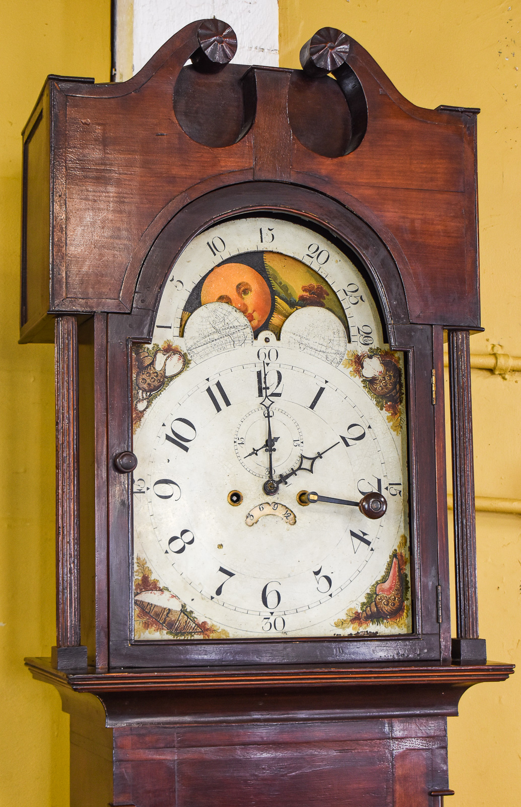 NIAGARA FRONTIER MOON-PHASE GRANDFATHER CLOCK, JUDAH COLT, C. 1780