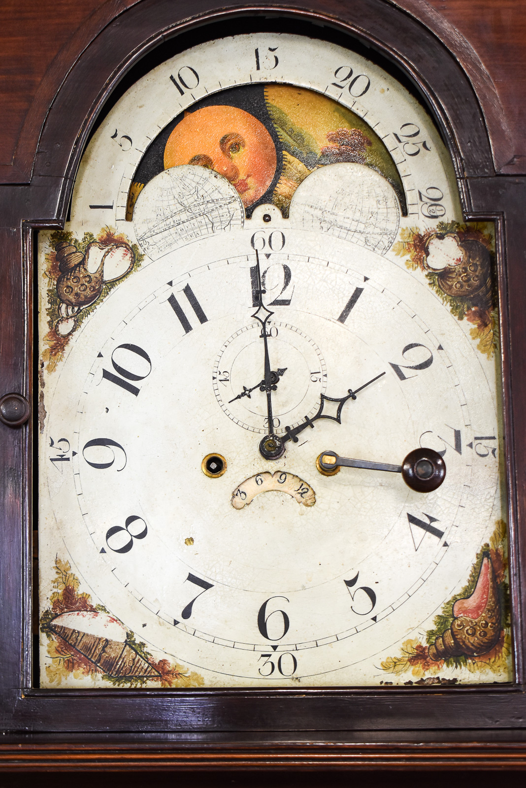 NIAGARA FRONTIER MOON-PHASE GRANDFATHER CLOCK, JUDAH COLT, C. 1780