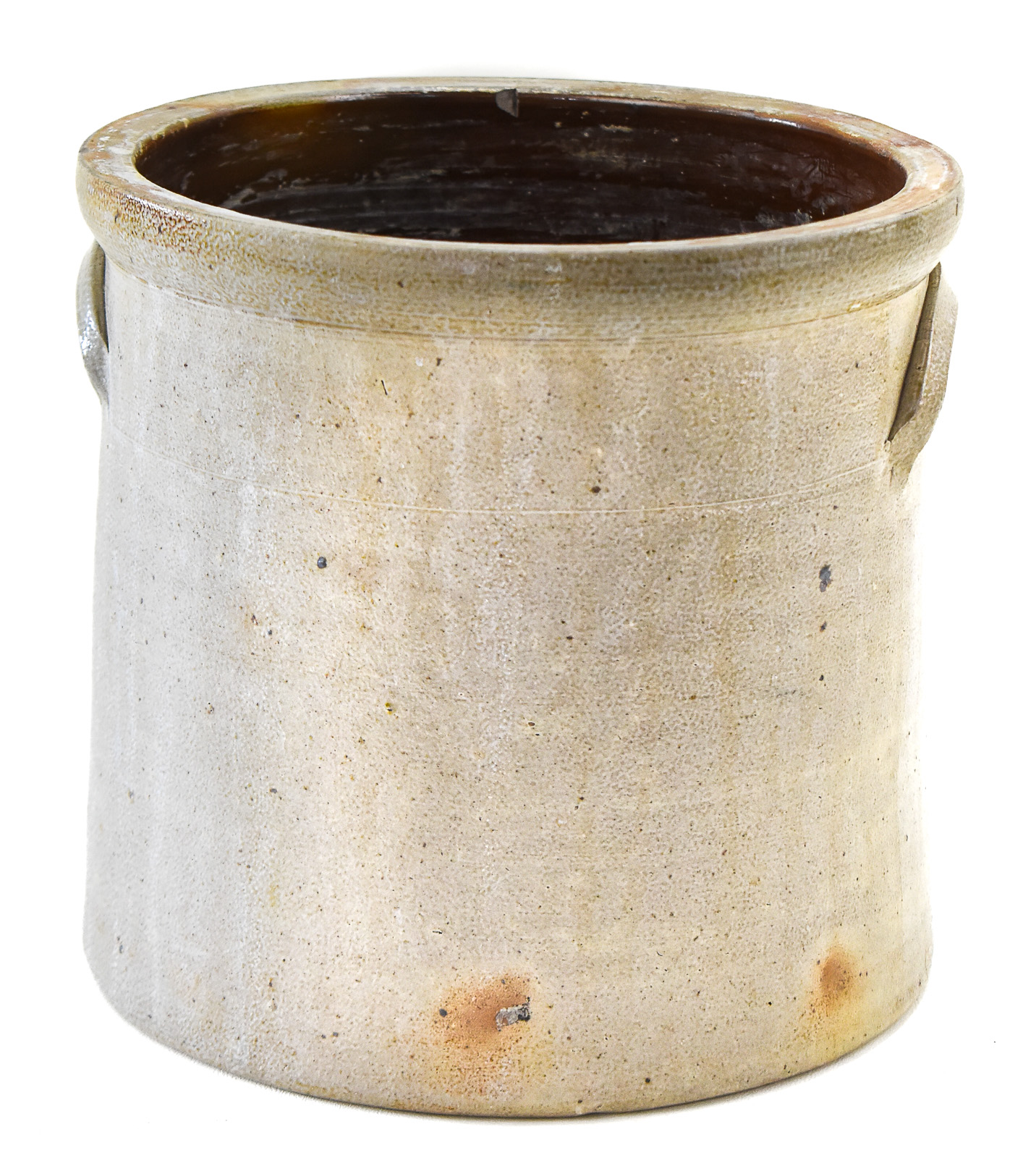 BRADY & RYAN (ATTR.) STONEWARE CROCK WITH CHICKEN PECKING CORN