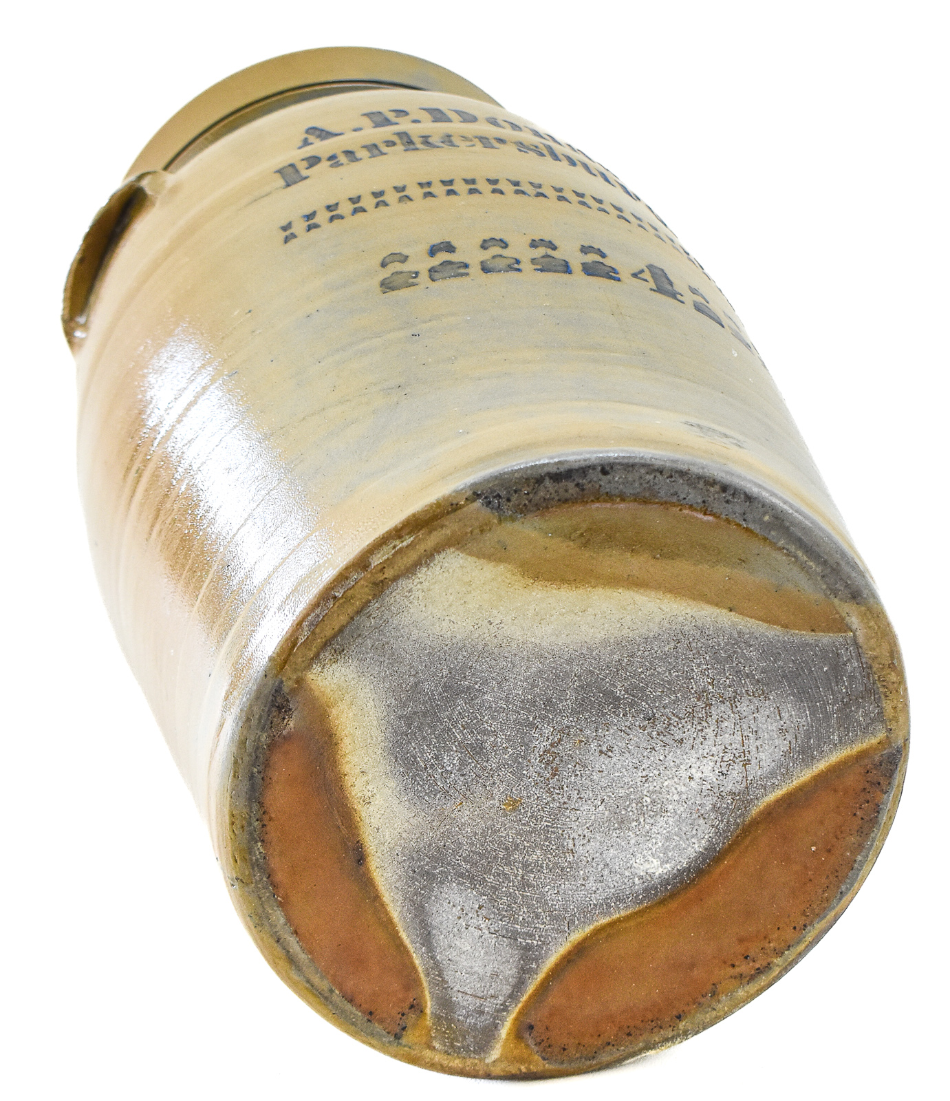 A.P. DONAGHHO FOUR-GALLON STONEWARE CHURN