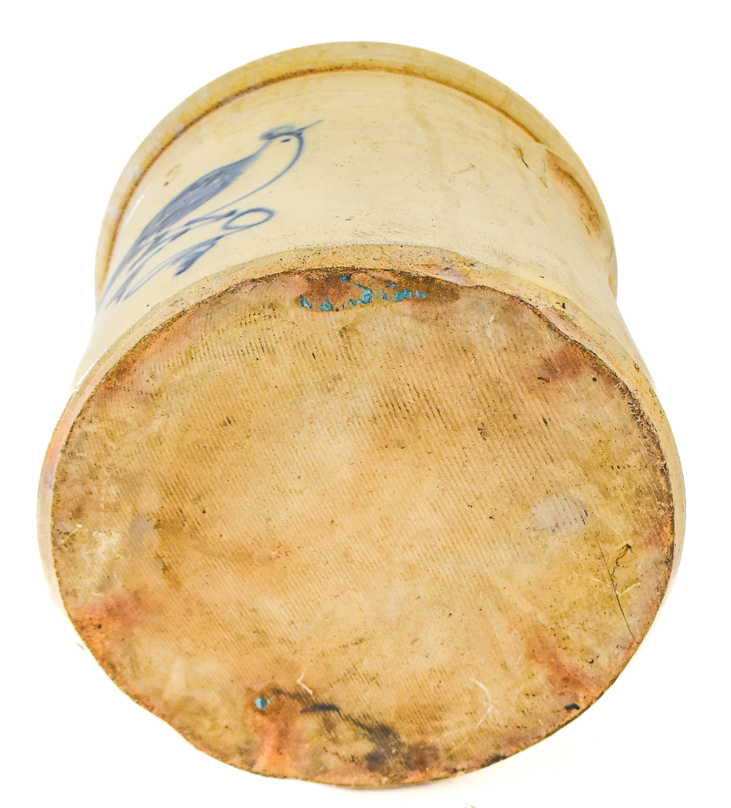 THREE-GALLON STONEWARE CROCK WITH COBALT BIRD