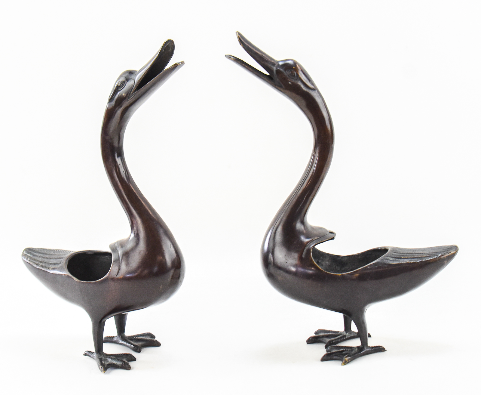 CHINESE BRONZE GEESE INCENSE HOLDERS, CIRCA EARLY 20TH CENTURY