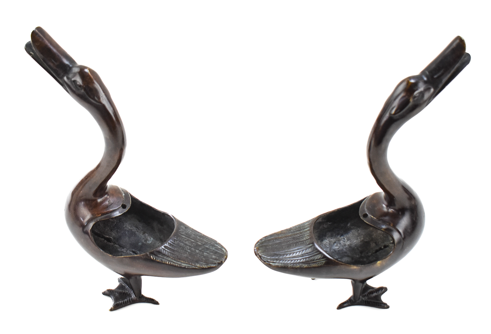 CHINESE BRONZE GEESE INCENSE HOLDERS, CIRCA EARLY 20TH CENTURY