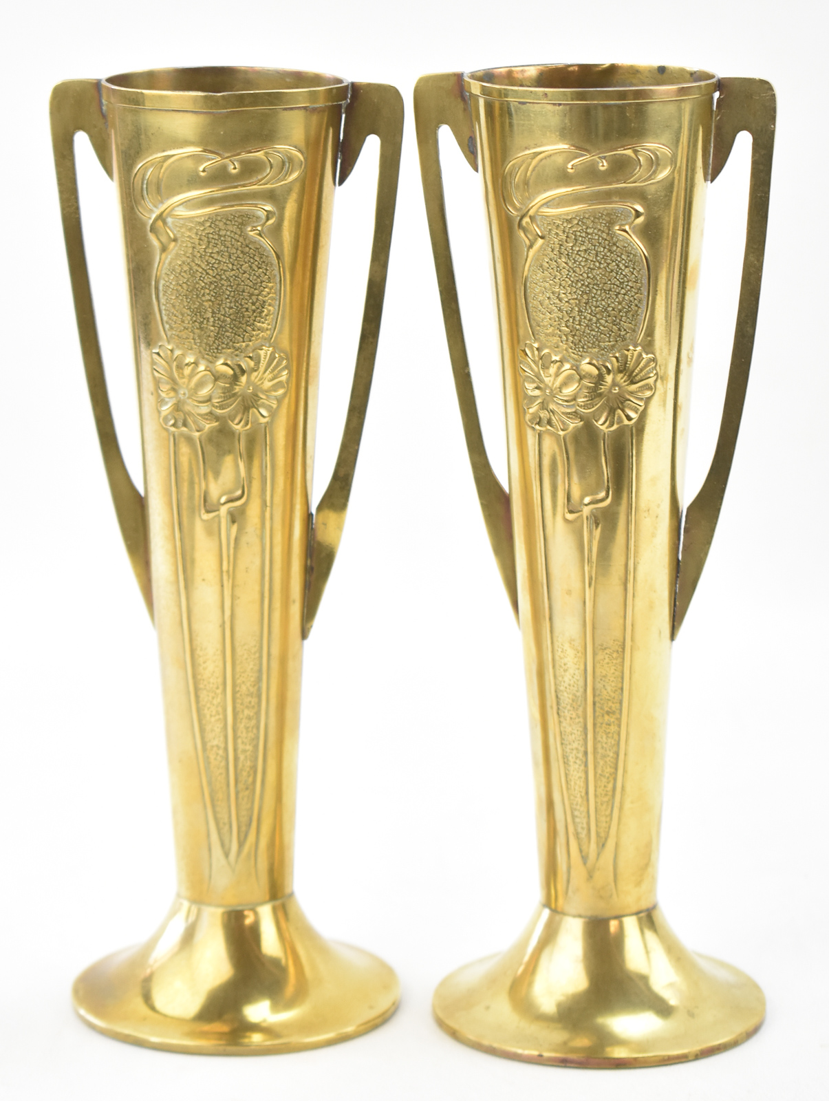 BELDRAY & COMPANY ART NOUVEAU-STYLE FLOWER VASE PAIR