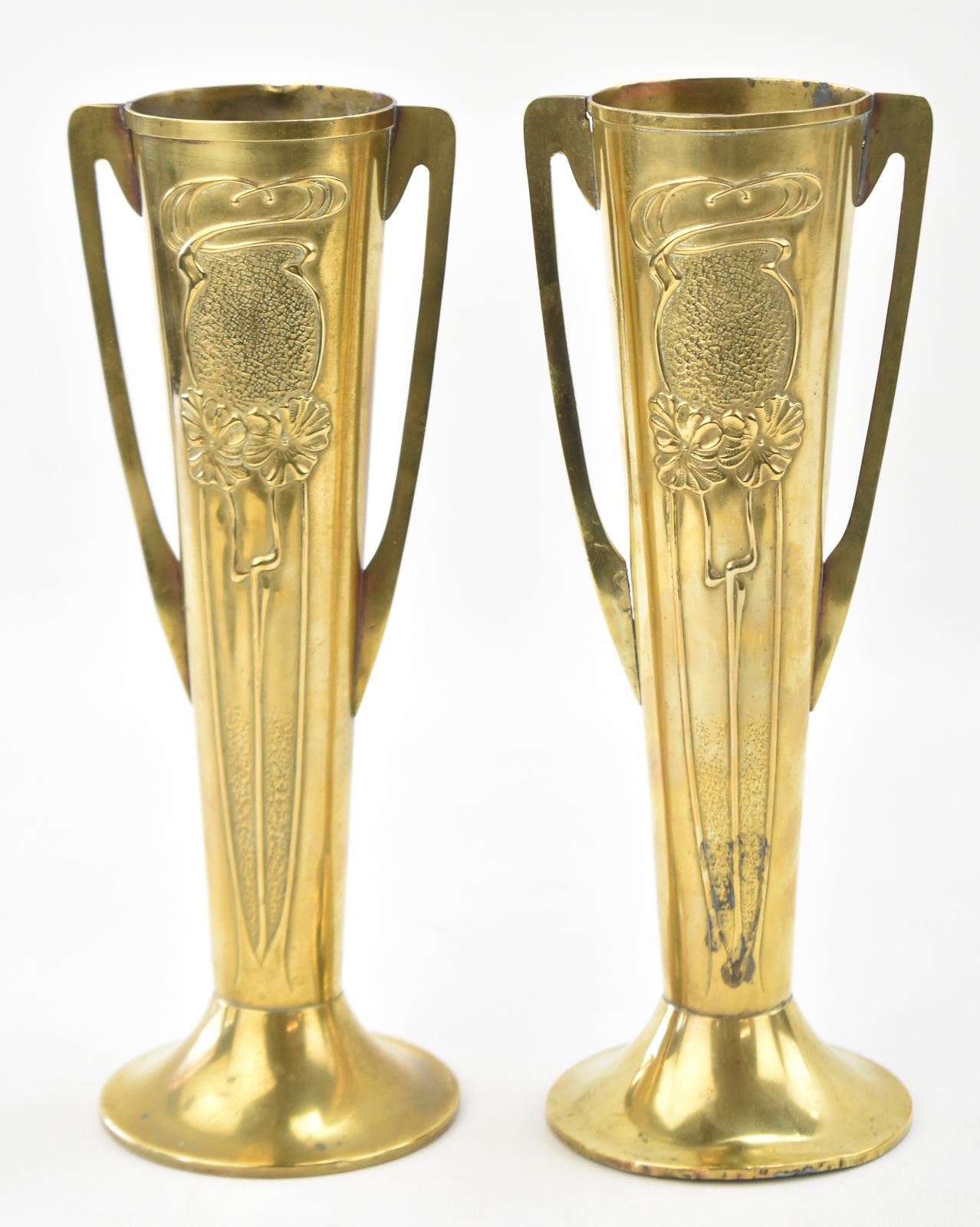 BELDRAY & COMPANY ART NOUVEAU-STYLE FLOWER VASE PAIR