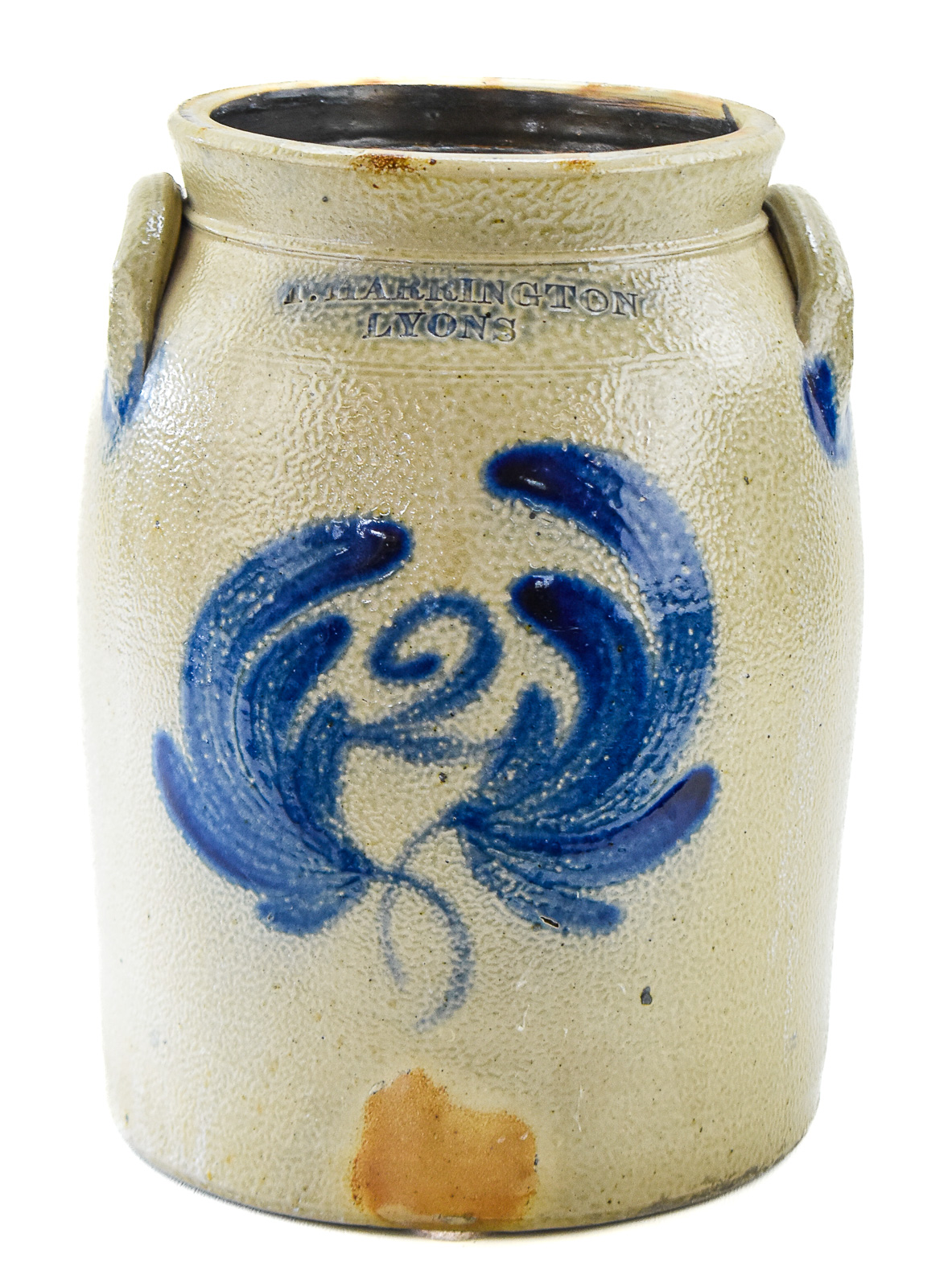 THOMPSON HARRINGTON TWO-GALLON SALT-GLAZED STONEWARE CROCK