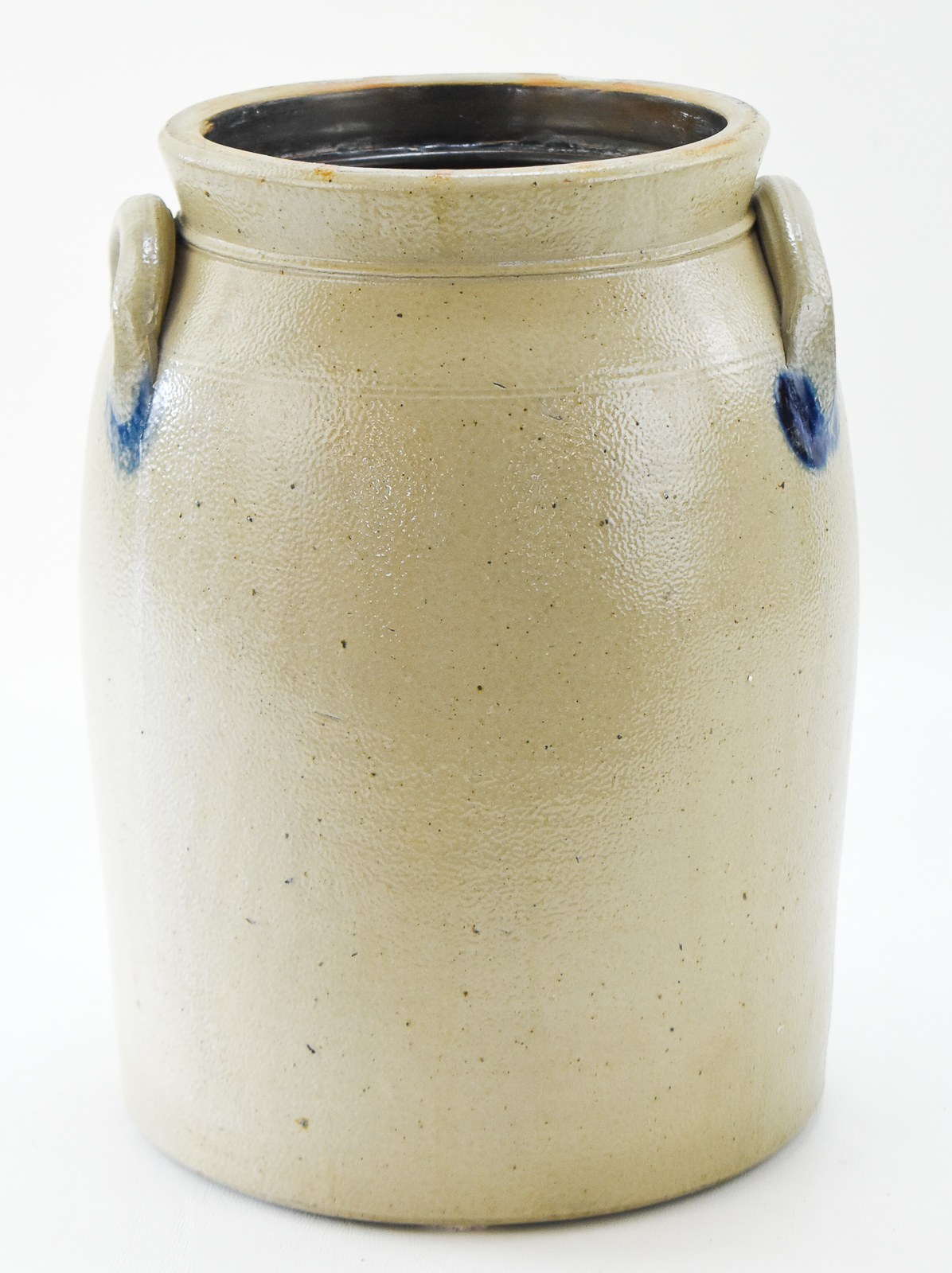 THOMPSON HARRINGTON TWO-GALLON SALT-GLAZED STONEWARE CROCK