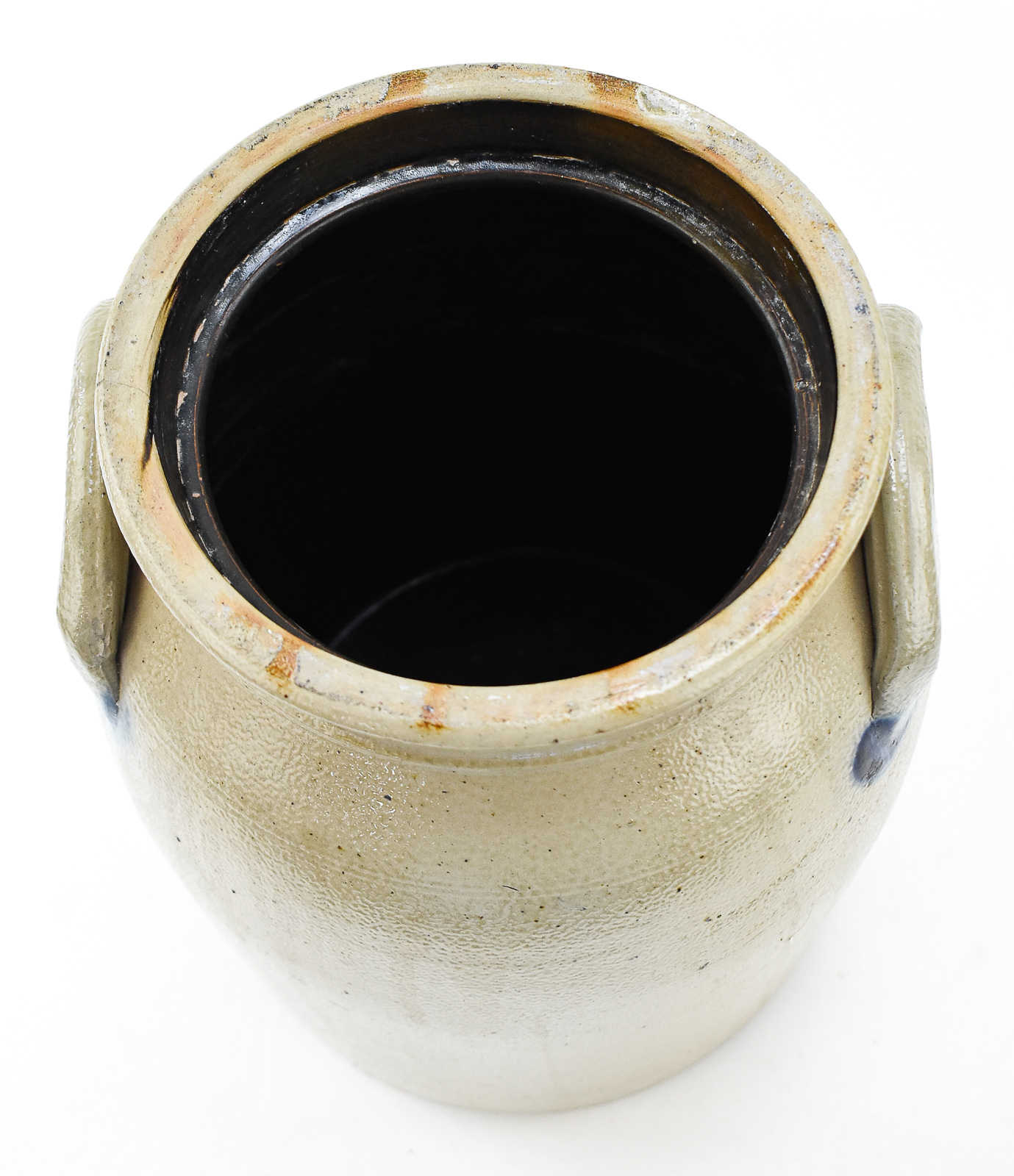 THOMPSON HARRINGTON TWO-GALLON SALT-GLAZED STONEWARE CROCK