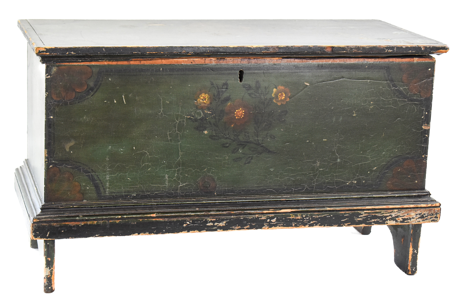 INSCRIBED 1828 AMERICAN FOLK ART PAINTED BLANKET CHEST
