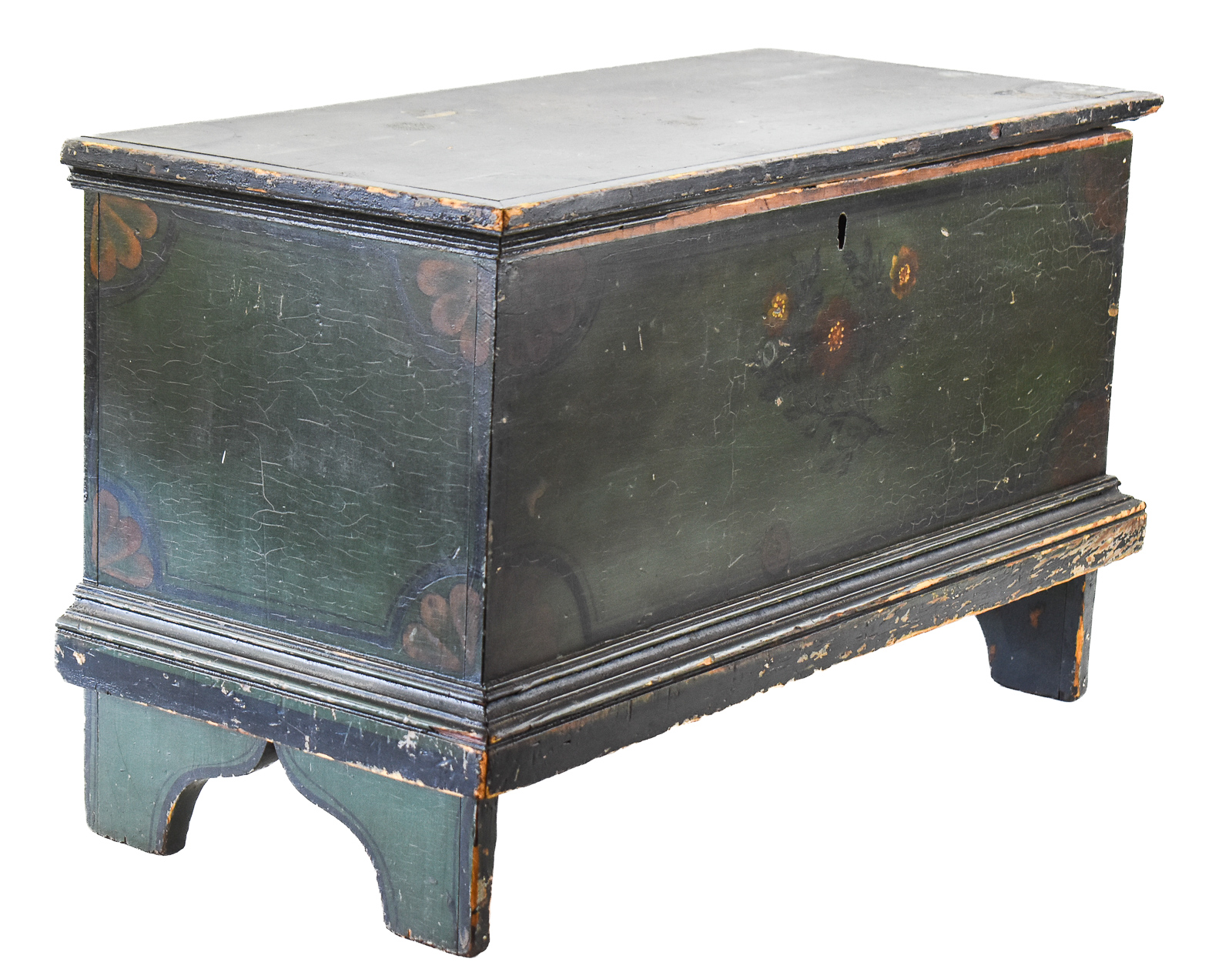 INSCRIBED 1828 AMERICAN FOLK ART PAINTED BLANKET CHEST