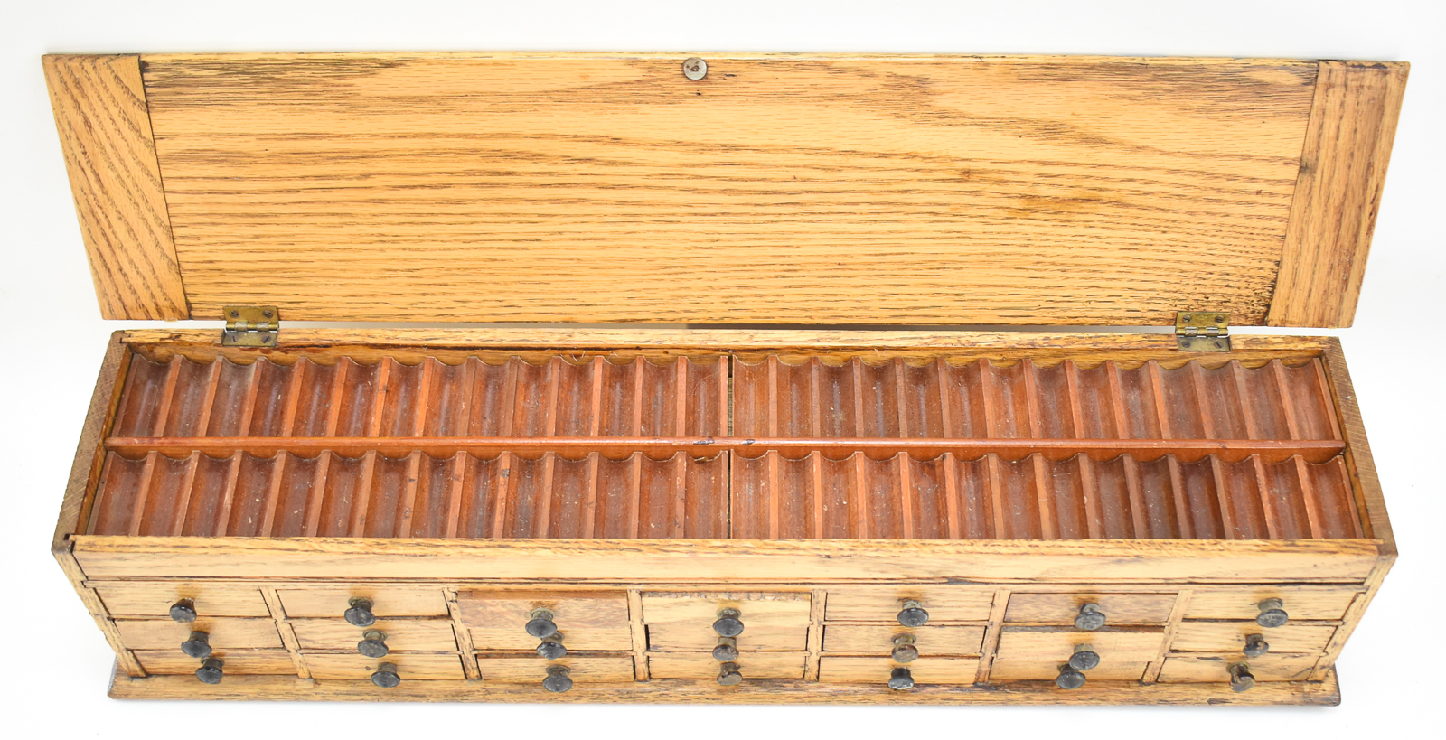 GENERAL STORE TABLE-TOP WATCHMAKER'S OAK JEWELER'S CABINET