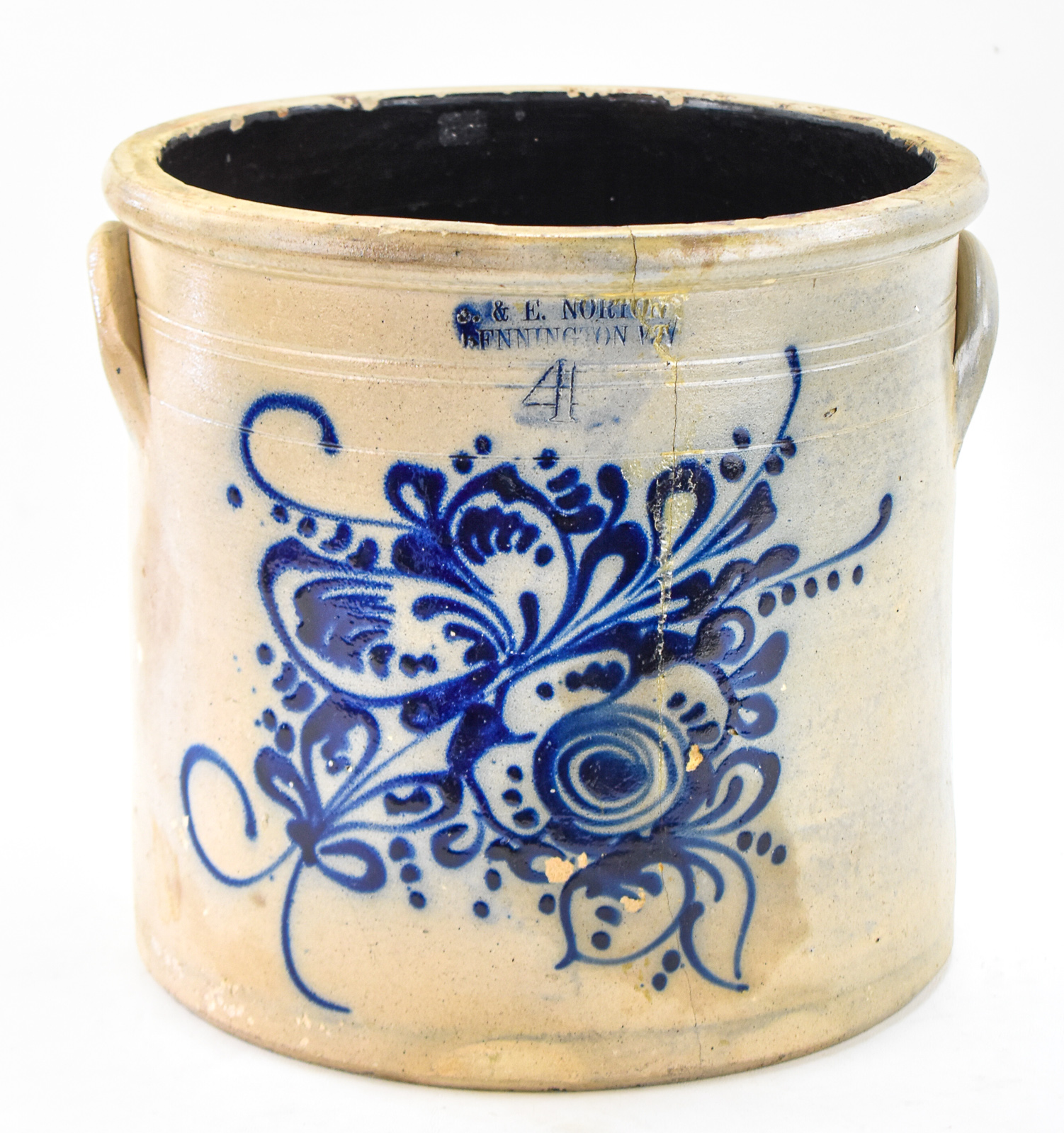 J. & E. NORTON FOUR-GALLON STONEWARE CROCK