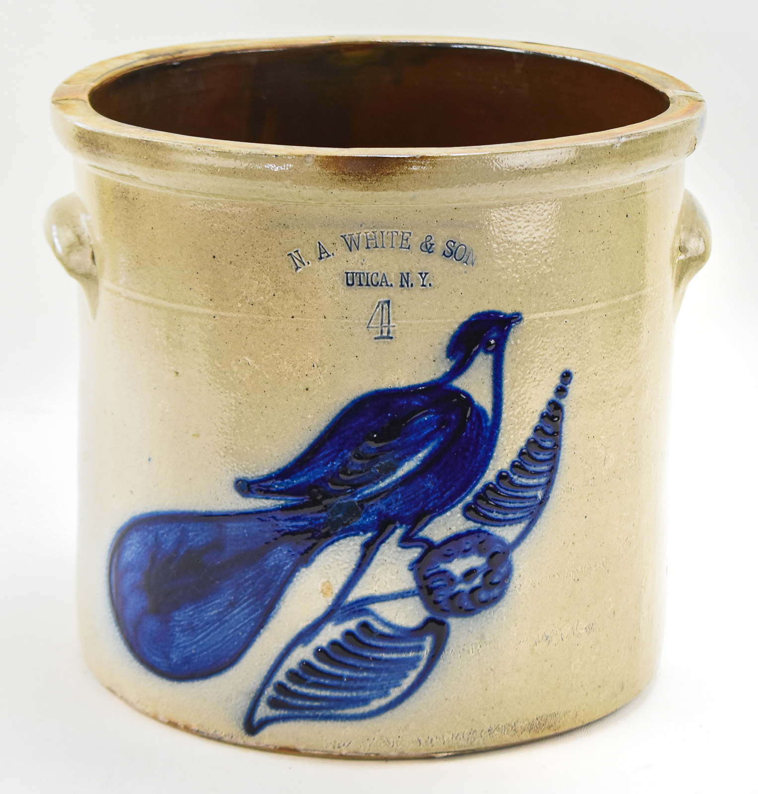 N.A. WHITE & SON FOUR-GALLON STONEWARE CROCK