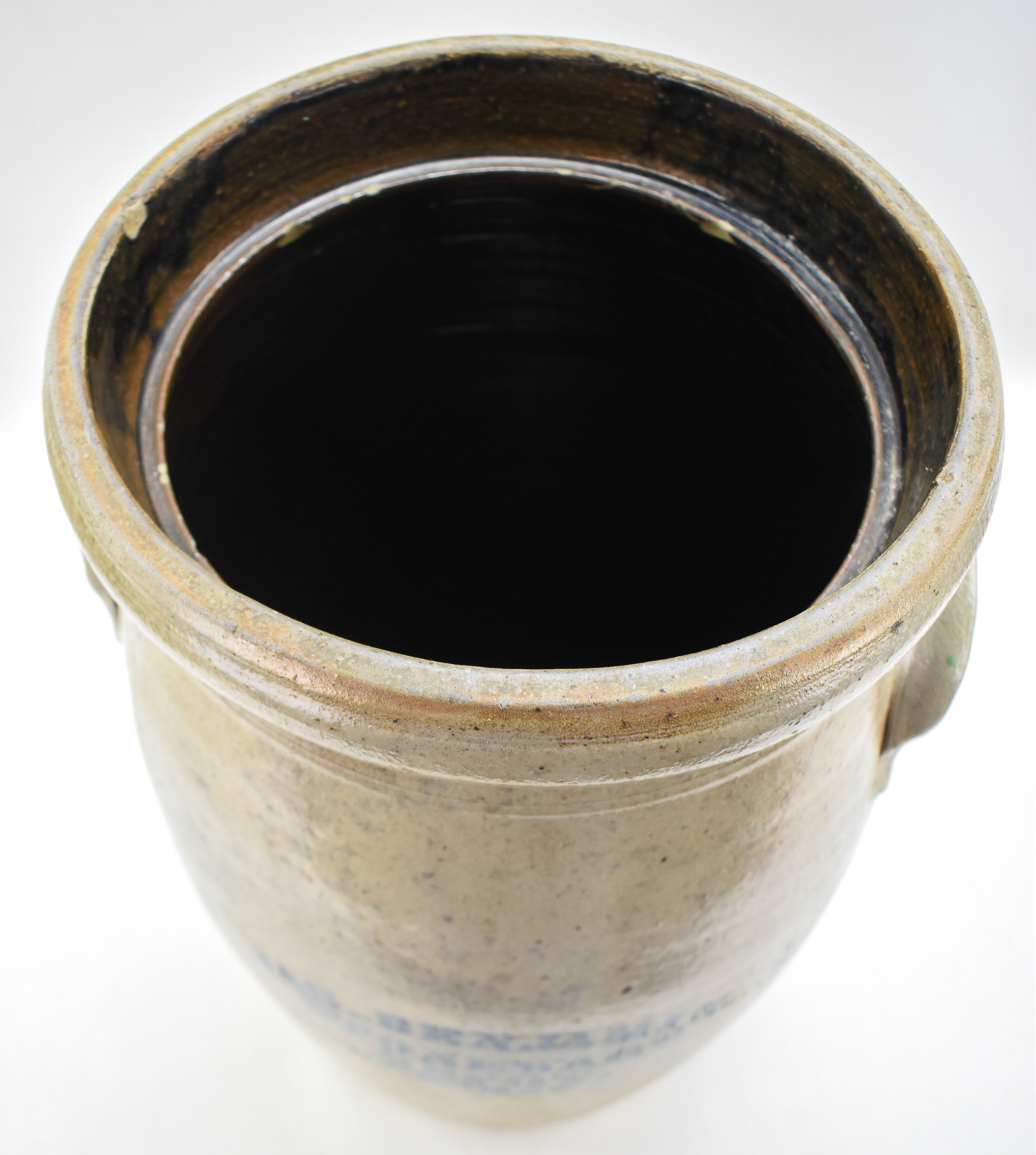 JAMES BENJAMIN STONEWARE DEPOT EIGHT-GALLON SALT-GLAZED CROCK