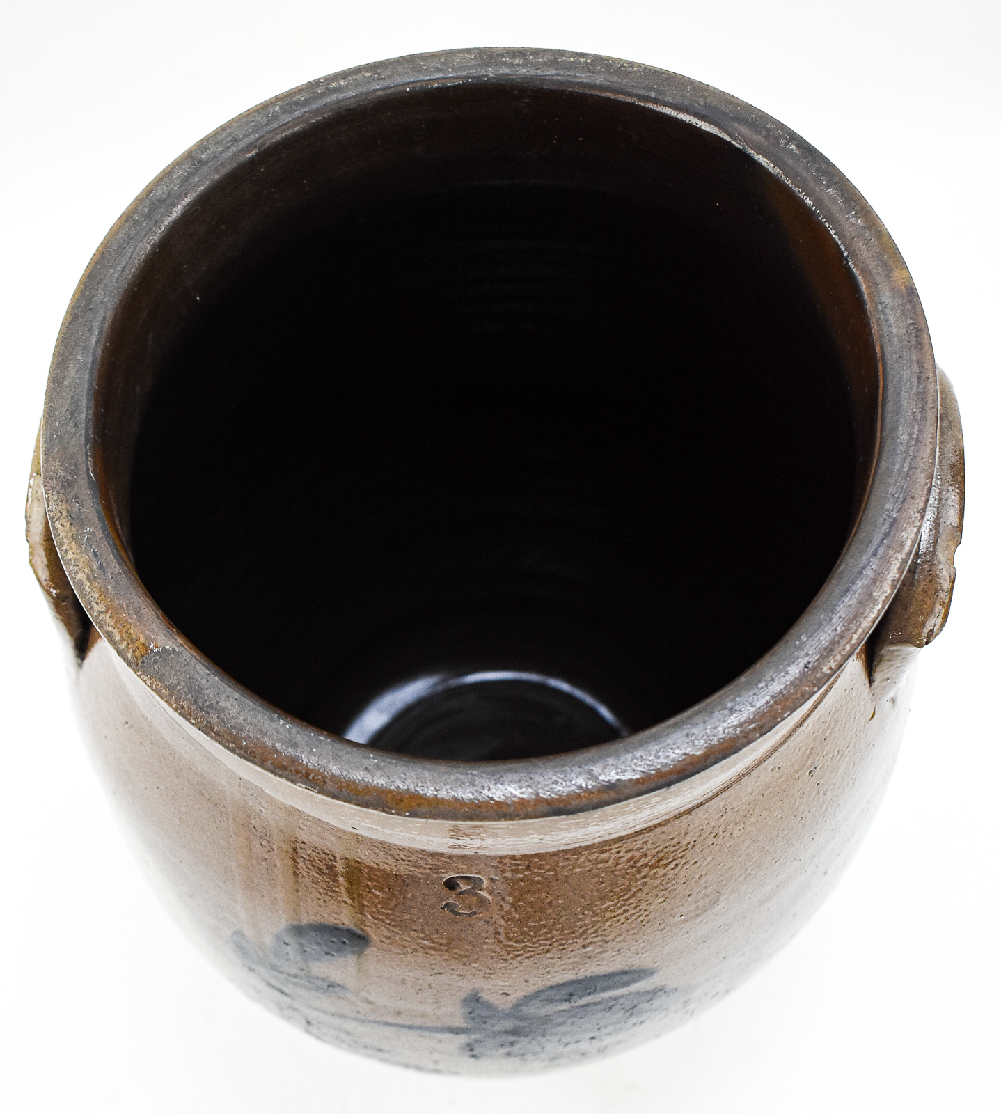 MID-ATLANTIC STYLE THREE-GALLON CROCK WITH COBALT TULIP MOTIF