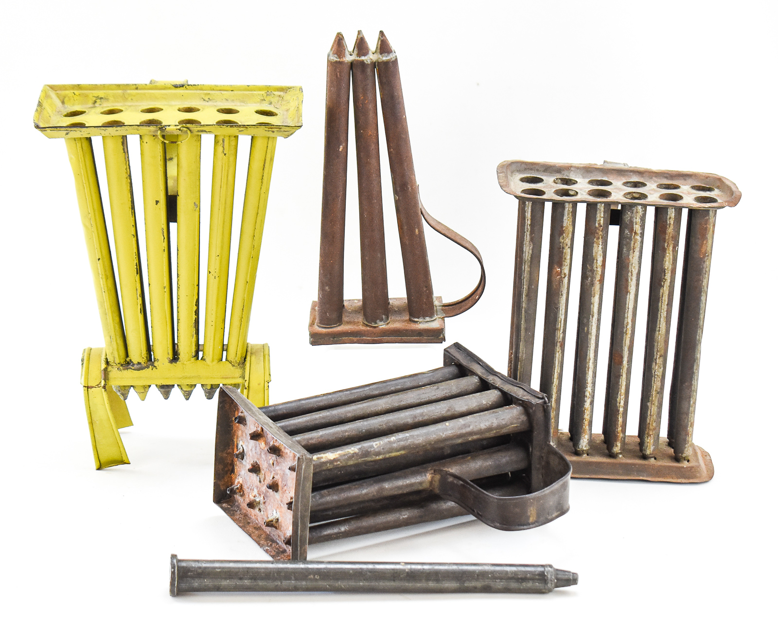 COLLECTION OF FIVE AMERICAN TAPER CANDLE MOLDS
