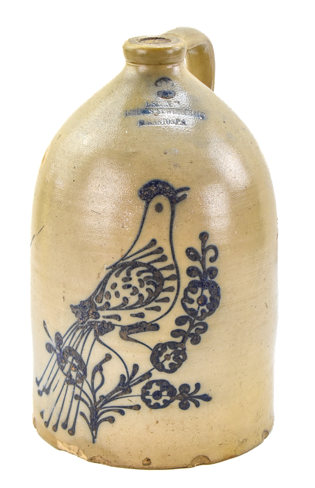 B. SIMON THREE-GALLON STONEWARE LIQUOR ADVERTISEMENT JUG