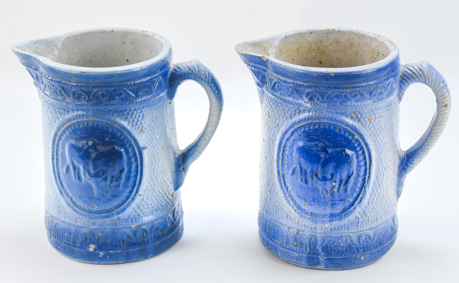 A.E. HULL POTTER COMPANY (ATTR.) SALT-GLAZED STONEWARE DAIRY PITCHERS
