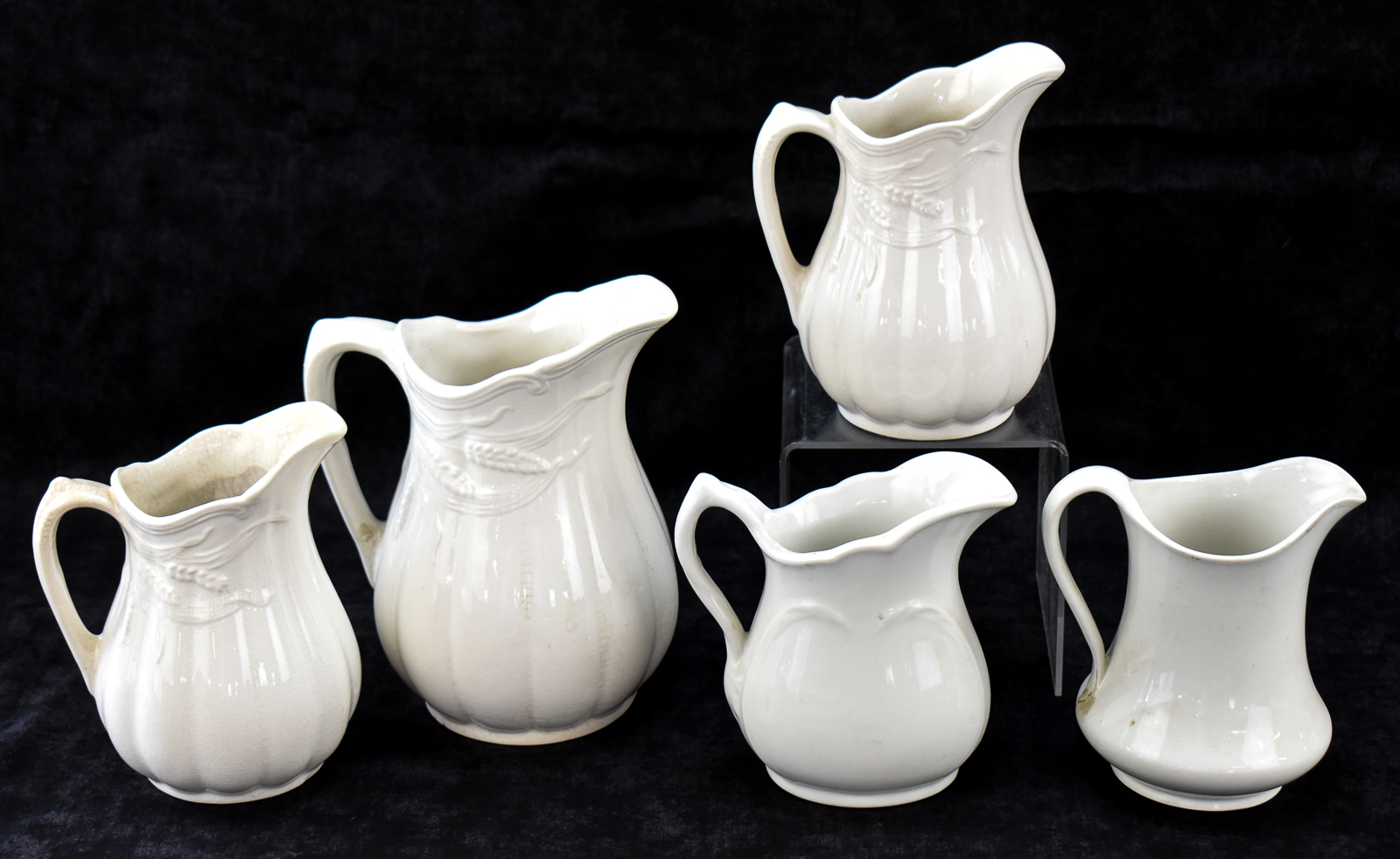 ROYAL CROWNFORD AND BAKEWELL BROTHERS WHITE IRONSTONE PITCHERS