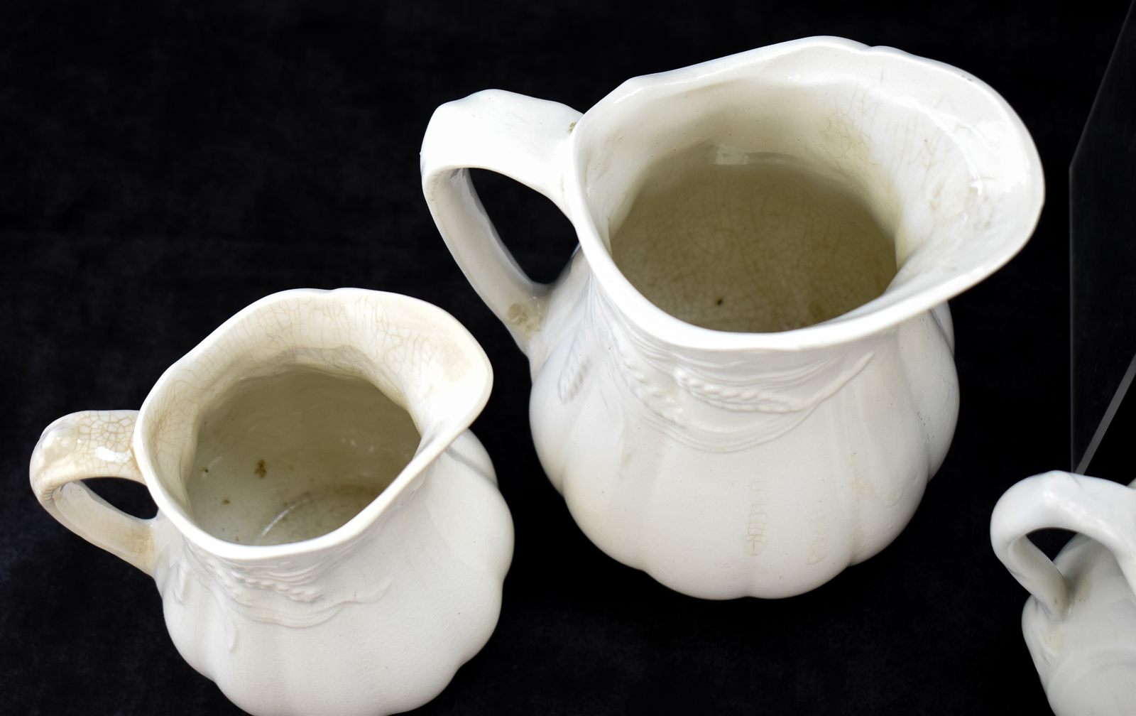 ROYAL CROWNFORD AND BAKEWELL BROTHERS WHITE IRONSTONE PITCHERS