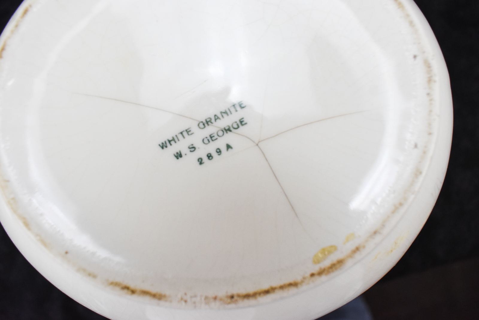 FOUR W.S. GEORGE "WHITE GRANITE" PITCHERS