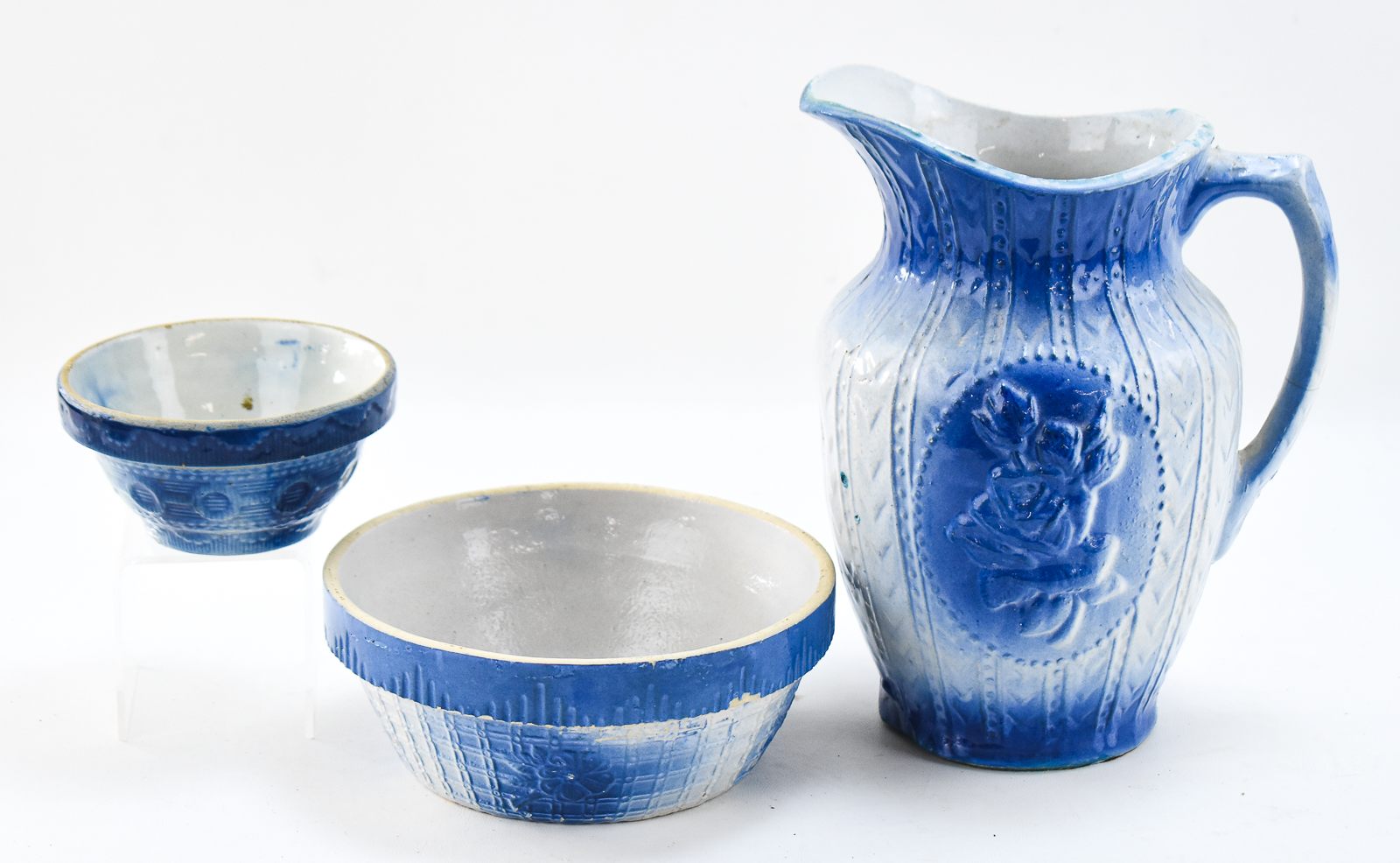 A.E. HULL POTTERY STYLE BLUE-AND-WHITE SALT-GLAZED STONEWARE