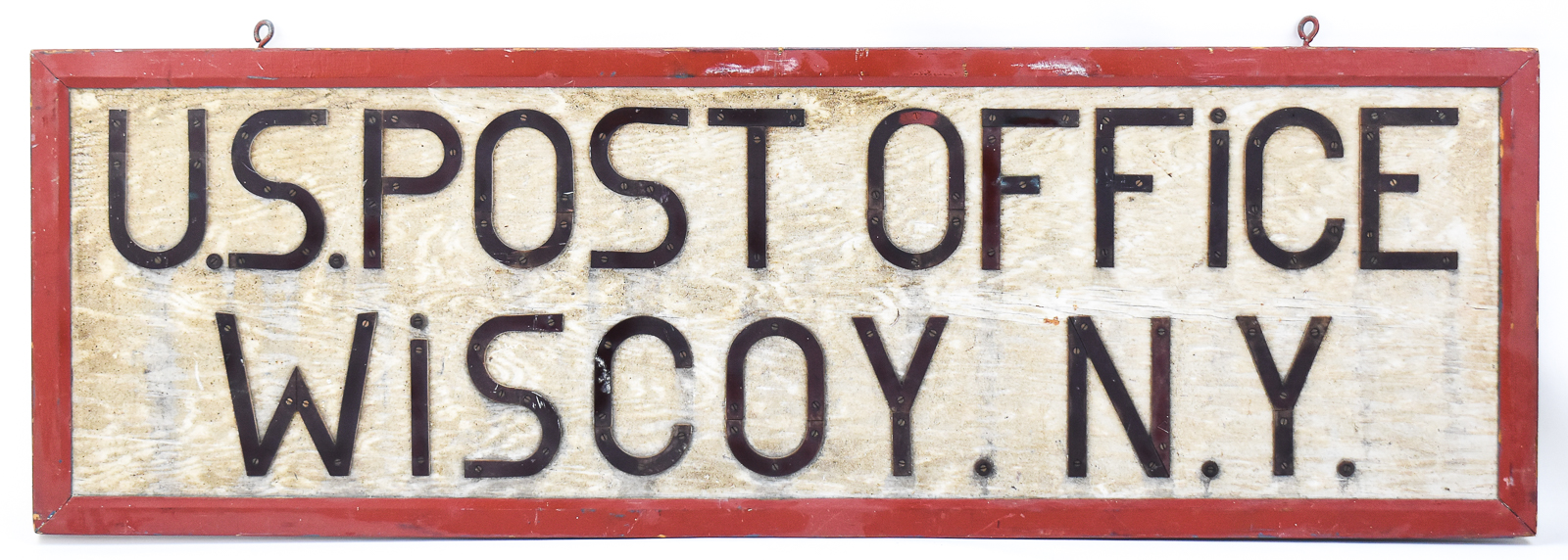 WISCOY, NEW YORK POST OFFICE WOODEN SIGN