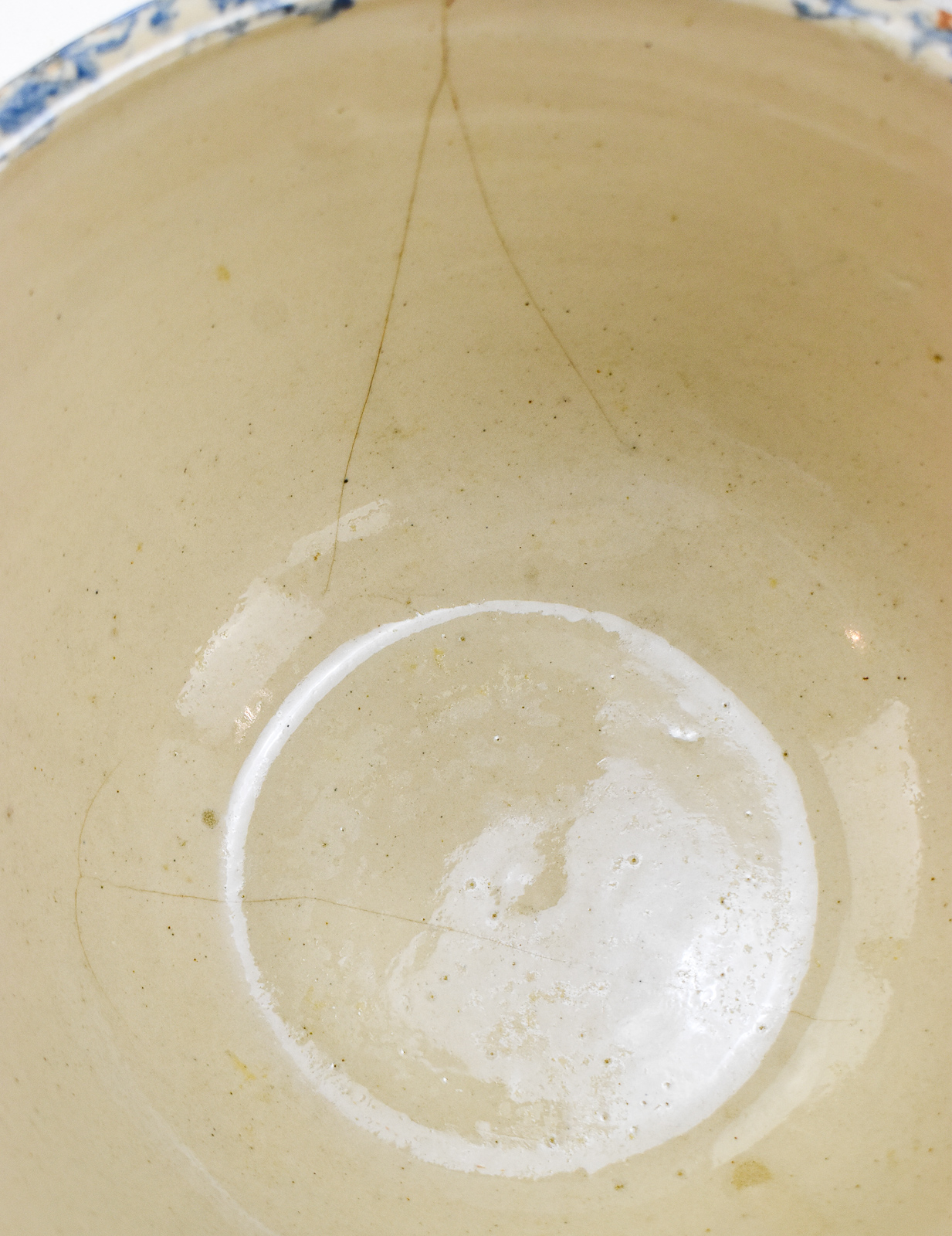 RED WING POTTERY (ATTR.) COBALT AND RUST SPONGEWARE MIXING BOWLS