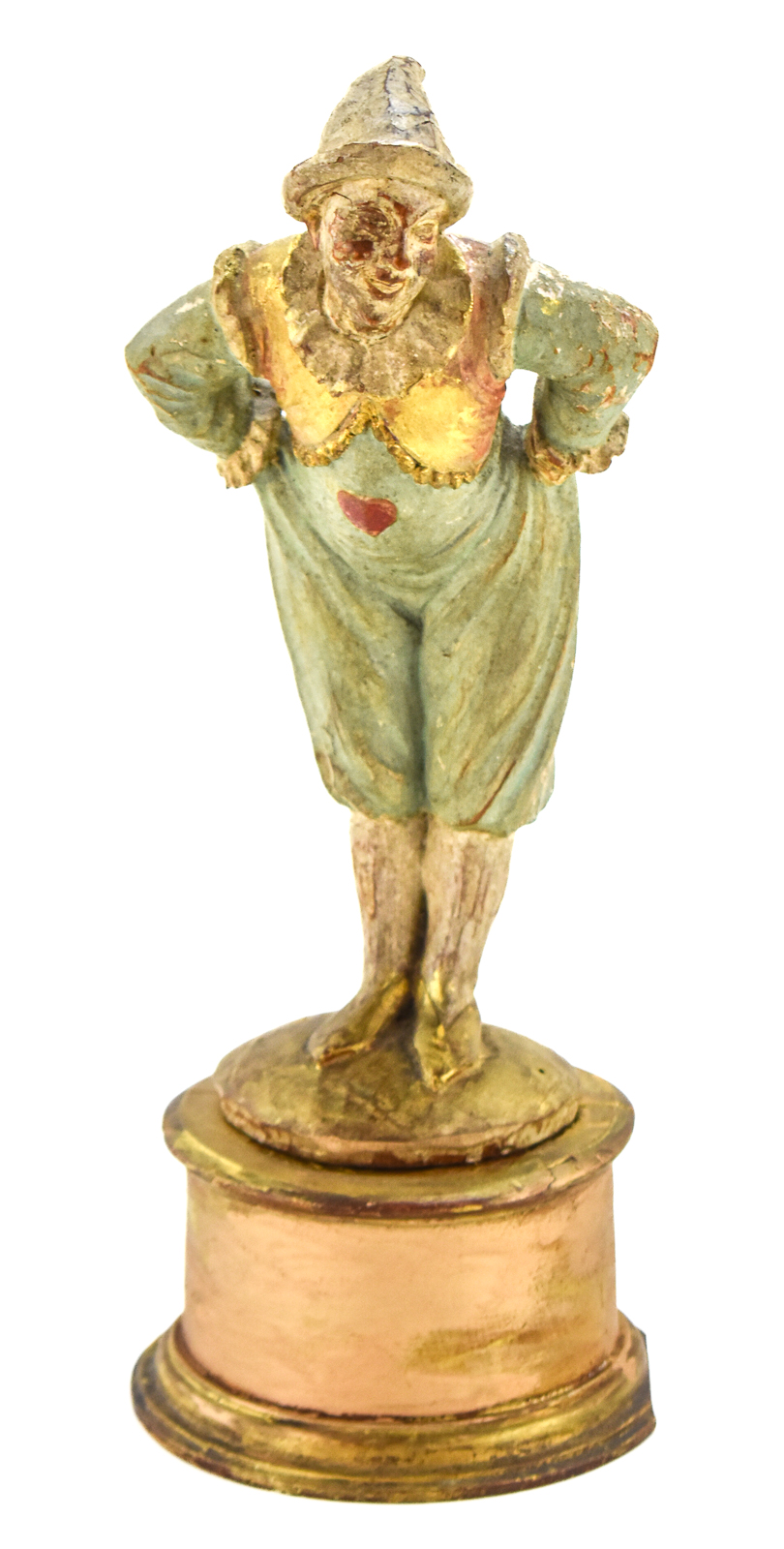 ITALIAN STYLE HAND-CARVED WOODEN PIERROT FIGURINE