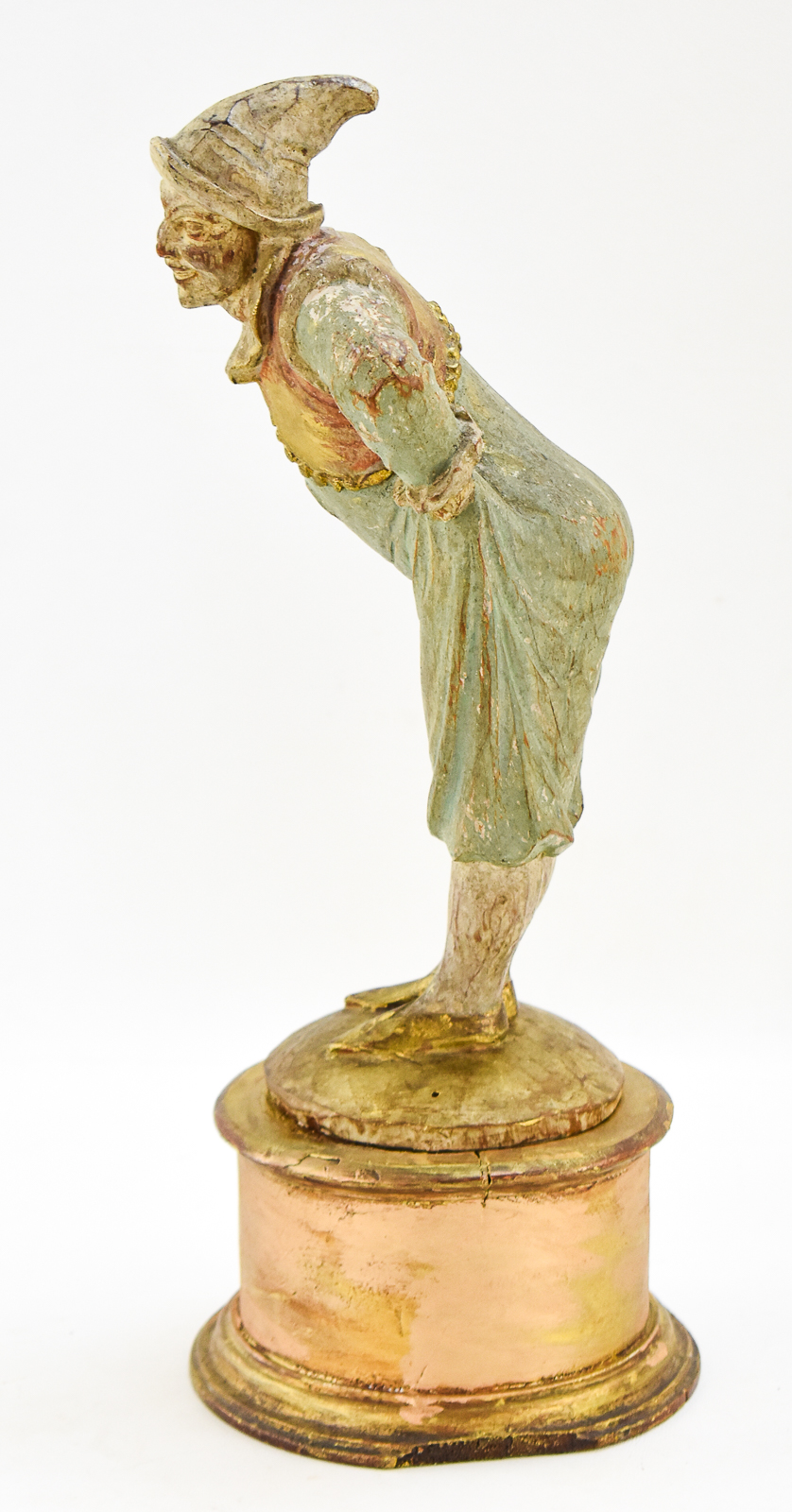 ITALIAN STYLE HAND-CARVED WOODEN PIERROT FIGURINE