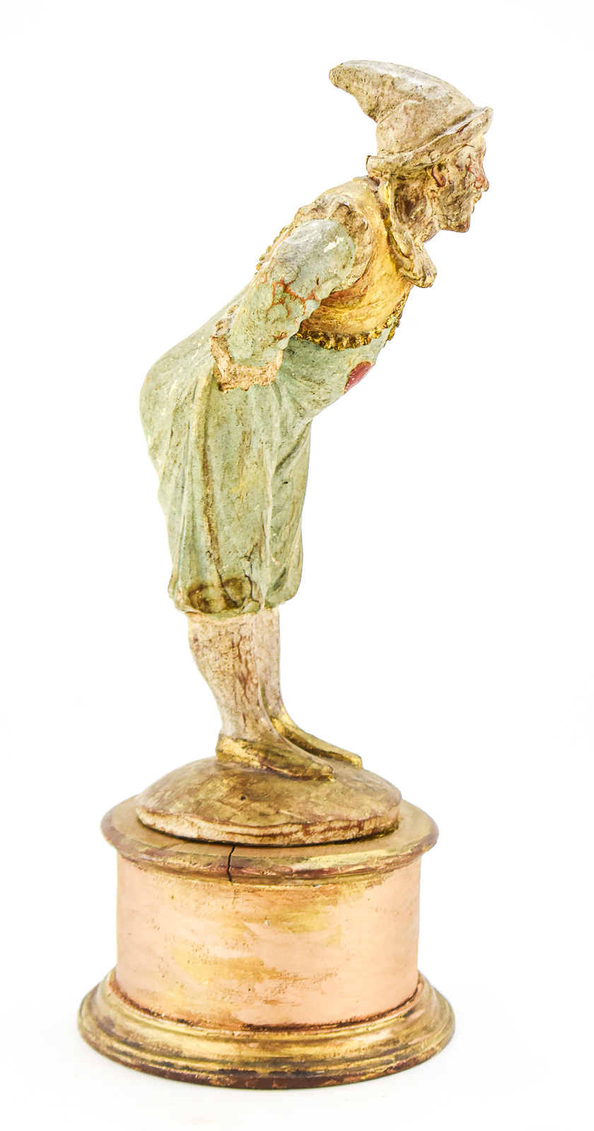 ITALIAN STYLE HAND-CARVED WOODEN PIERROT FIGURINE