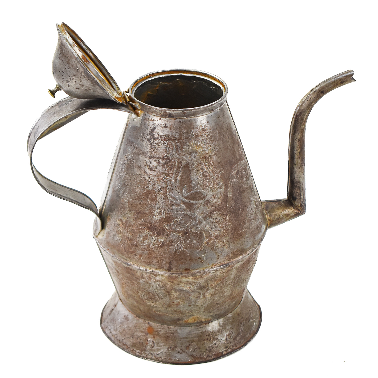 GOOSENECK PUNCHED TIN COFFEE POT ATTRIBUTED TO SHADE FAMILY