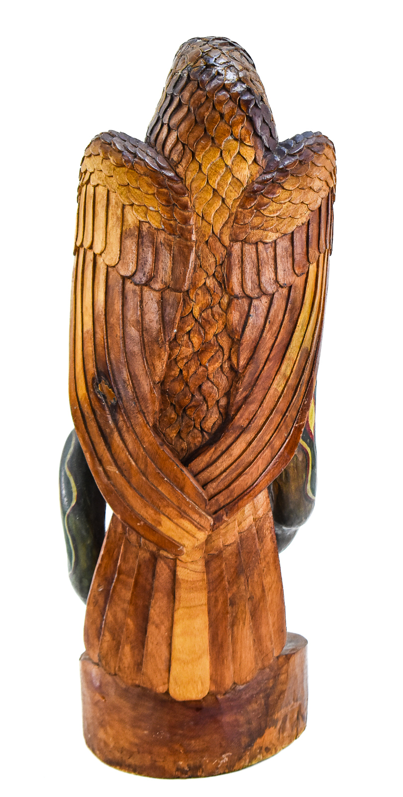 FOLK ART HAND-CARVED COPAL POLYCHROME EAGLE AND SERPENT SCULPTURE