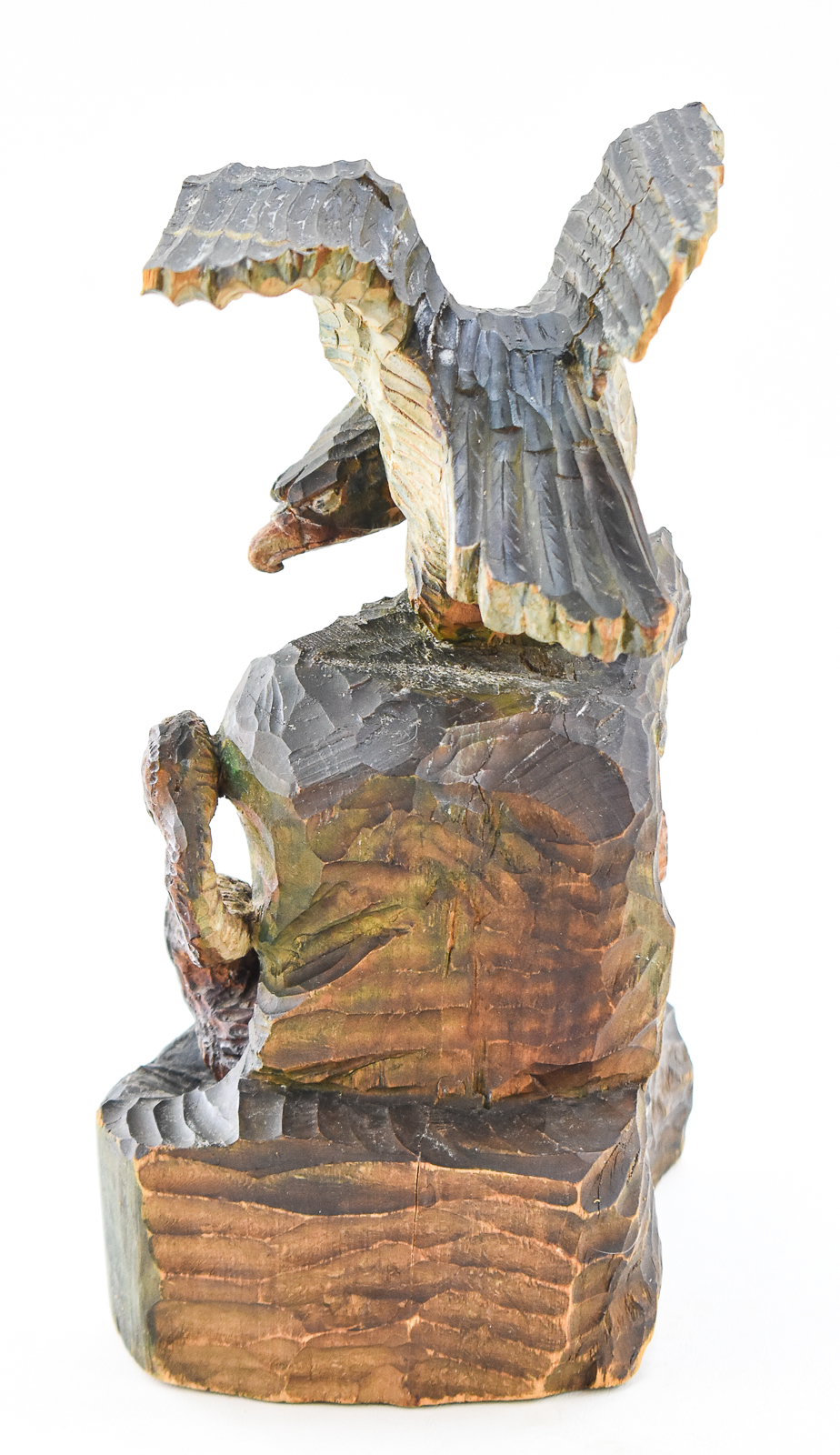 SOVIET CARVED BASSWOOD ALLEGORICAL EAGLE AND SNAKE SCULPTURE