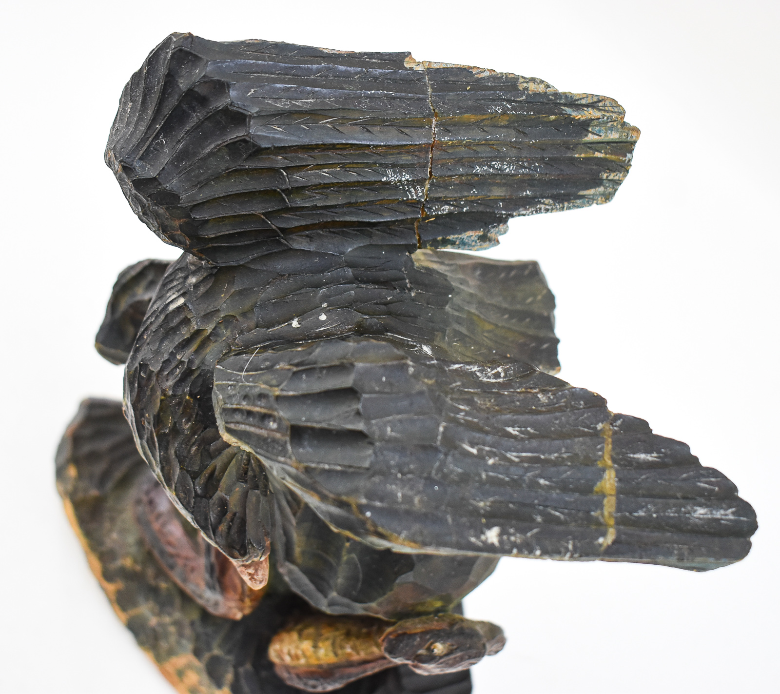 SOVIET CARVED BASSWOOD ALLEGORICAL EAGLE AND SNAKE SCULPTURE