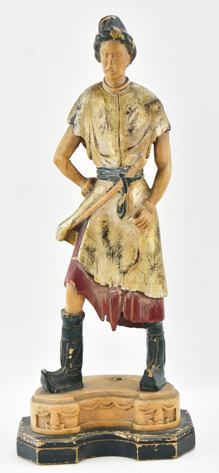 MONGOLIAN HAND CARVED WOOD STATUE/LAMP BASE