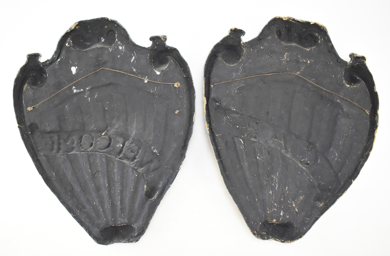 PAIR OF FOLK-ART PAPER-MACHE GRAND ARMY OF THE REPUBLIC SHIELDS